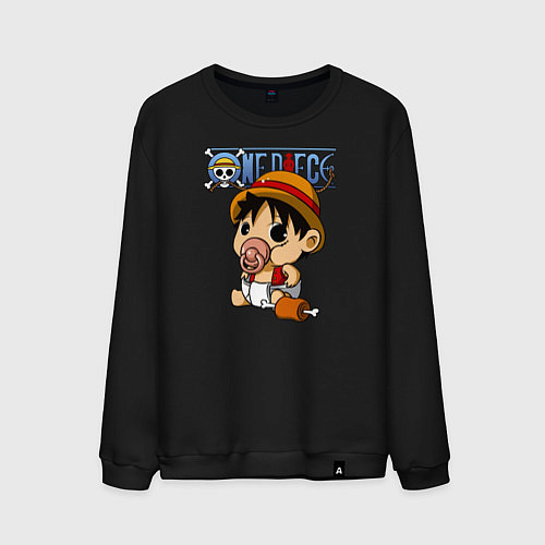 Мужской свитшот Малыш Луффи One Piece / Черный – фото 1
