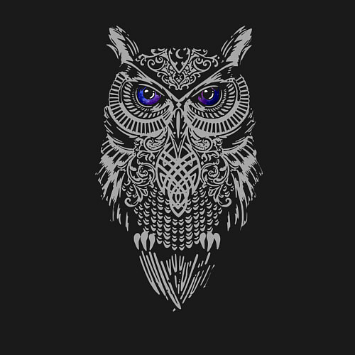 Мужской свитшот Сова с голубыми глазами / Черный – фото 3