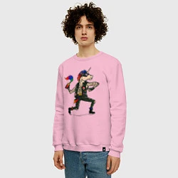 Свитшот хлопковый мужской Единорг Панк, цвет: светло-розовый — фото 2