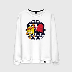 Свитшот хлопковый мужской Pac-Man, цвет: белый