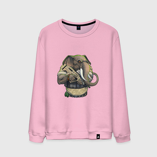 Мужской свитшот Слон-военный / Светло-розовый – фото 1