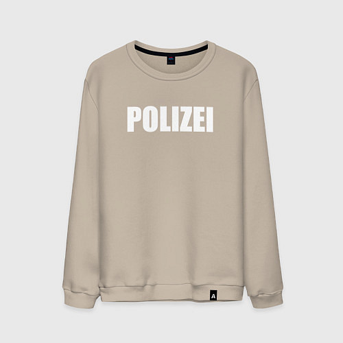 Мужской свитшот POLIZEI Полиция Надпись Белая / Миндальный – фото 1