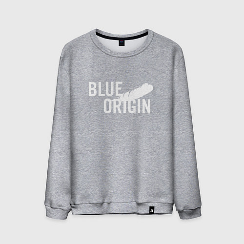 Мужской свитшот Blue Origin logo перо / Меланж – фото 1