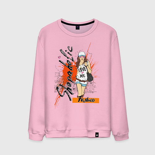 Мужской свитшот Shopaholic / Светло-розовый – фото 1