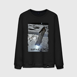 Свитшот хлопковый мужской Старт ракеты Space X, цвет: черный