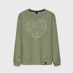 Свитшот хлопковый мужской Космос в сердце, цвет: авокадо