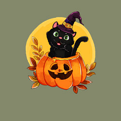 Свитшот хлопковый мужской Кот волшебник, цвет: авокадо — фото 2