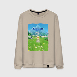 Свитшот хлопковый мужской Genshin Impact Геншин Импакт Poster, цвет: миндальный