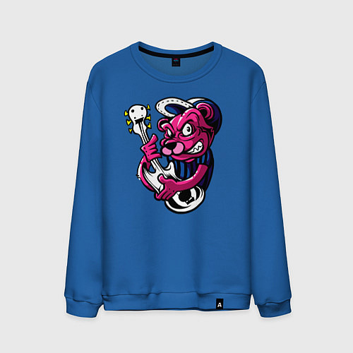 Мужской свитшот Гитарист медведь / Синий – фото 1
