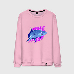 Свитшот хлопковый мужской Неоновая акула Neon shark, цвет: светло-розовый