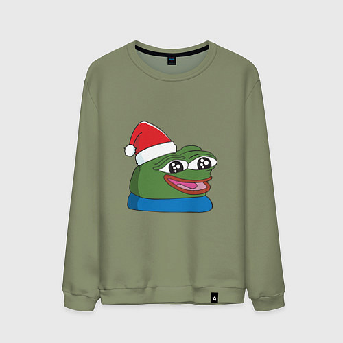 Мужской свитшот Pepe, pepe happy, Пепе хеппи, pepe happy new year / Авокадо – фото 1