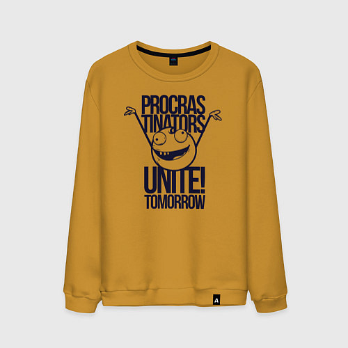 Мужской свитшот Лодыри объединяются завтра / Горчичный – фото 1
