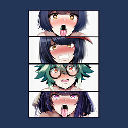 Свитшот хлопковый мужской Genshin Impact Ahegao face, цвет: тёмно-синий — фото 2