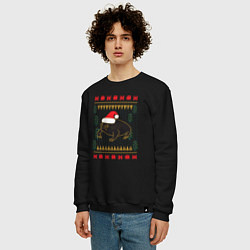 Свитшот хлопковый мужской Рождественский свитер Жаба цвета черный — фото 2