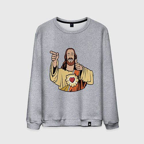 Мужской свитшот Dogma - smile Jesus like / Меланж – фото 1