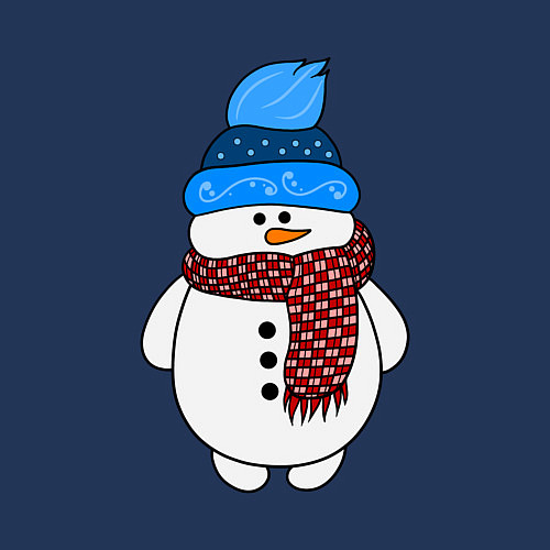 Мужской свитшот Снеговик в шапочке / Тёмно-синий – фото 3