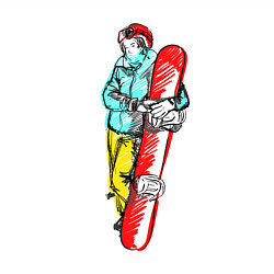 Свитшот хлопковый мужской Сноубордистка в Шерегеше, цвет: белый — фото 2