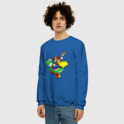Свитшот хлопковый мужской Yoshi&Mario, цвет: синий — фото 2