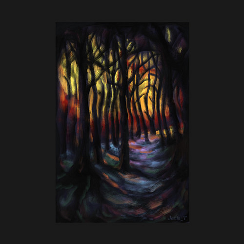 Мужской свитшот Деревья в ночи / Черный – фото 3