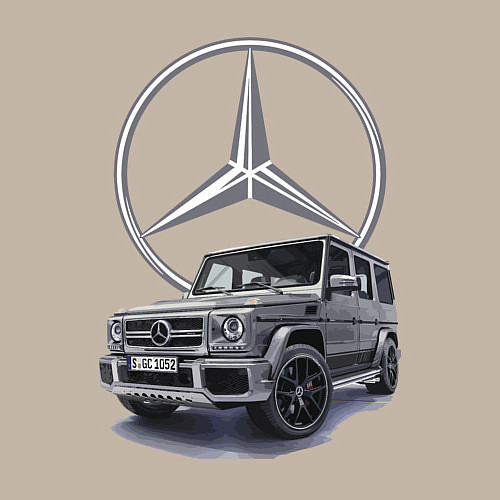 Мужской свитшот Mercedes Gelendwagen G63 AMG G-class G400d / Миндальный – фото 3