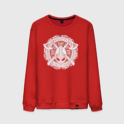 Свитшот хлопковый мужской Руны, топоры и шлем, цвет: красный
