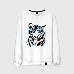 Свитшот хлопковый мужской Line Blue Tiger, цвет: белый