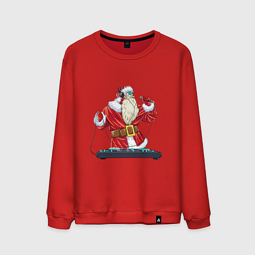 Мужской свитшот Санта музыкант / Красный – фото 1
