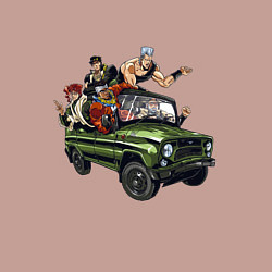 Свитшот хлопковый мужской Персонажи жожо едут на уазике джо джо, цвет: пыльно-розовый — фото 2