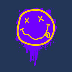 Свитшот хлопковый мужской НИРВАНА СМАЙЛ НЕОН, цвет: тёмно-синий — фото 2