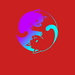 Свитшот хлопковый мужской ИНЬ ЯНЬ КОТИКИ В НЕОНЕ, цвет: красный — фото 2