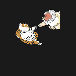 Свитшот хлопковый мужской Сотворение тигрёнка - пародия на Микеланджело, цвет: черный — фото 2