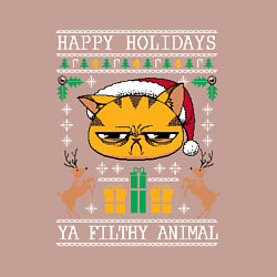 Свитшот хлопковый мужской Christmas Cat, цвет: пыльно-розовый — фото 2
