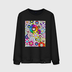 Свитшот хлопковый мужской Field of Flowers Мураками, цвет: черный