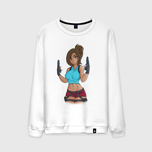 Мужской свитшот Lara Croft Tomb Raider / Белый – фото 1