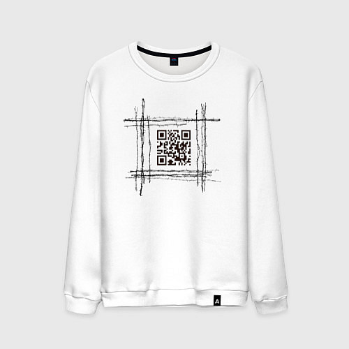 Мужской свитшот QR за колючкой / Белый – фото 1