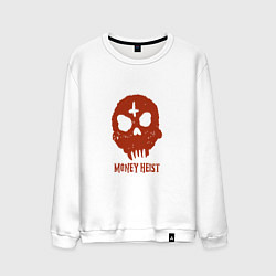 Свитшот хлопковый мужской Money Heist Skull, цвет: белый