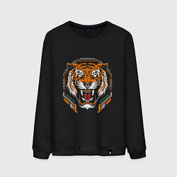 Свитшот хлопковый мужской Tiger, цвет: черный