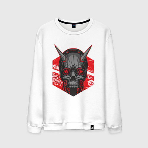 Мужской свитшот SHLSHK Cyber Skull Collection / Белый – фото 1