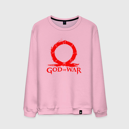 Мужской свитшот GOD OF WAR RED LOGO RAGNAROK / Светло-розовый – фото 1