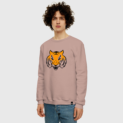 Мужской свитшот Тигр логотип / Пыльно-розовый – фото 3
