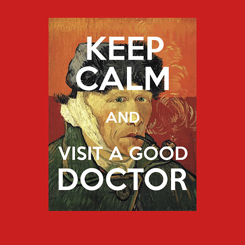 Мужской свитшот Успокойся и сходи к хорошему доктору! / Красный – фото 3