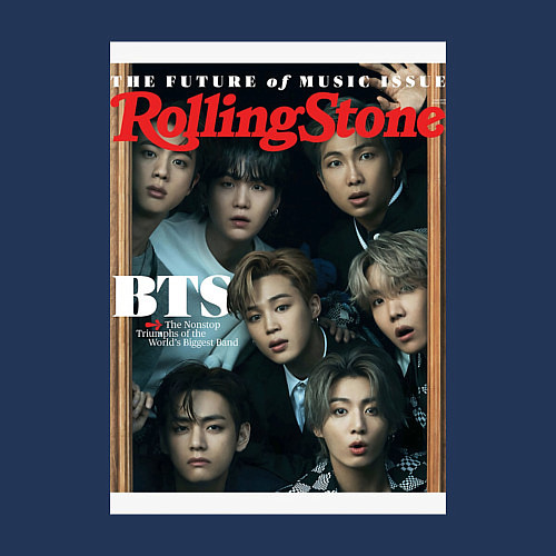 Мужской свитшот BTS БТС на обложке журнала / Тёмно-синий – фото 3