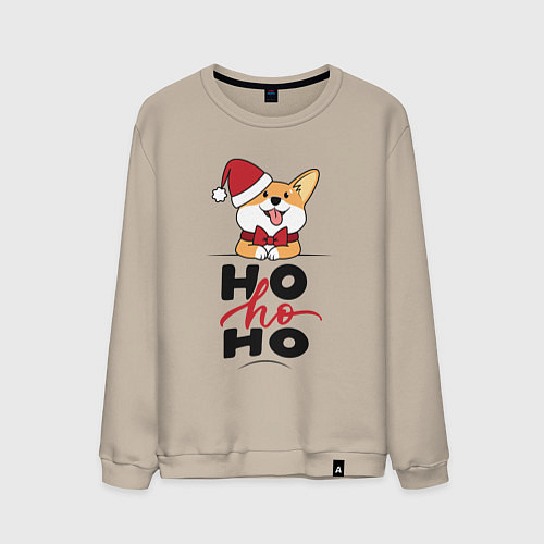 Мужской свитшот Corgi Ho ho Ho / Миндальный – фото 1