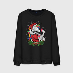 Свитшот хлопковый мужской Unicorn Santa, цвет: черный