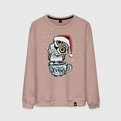 Свитшот хлопковый мужской X-mas Owl, цвет: пыльно-розовый