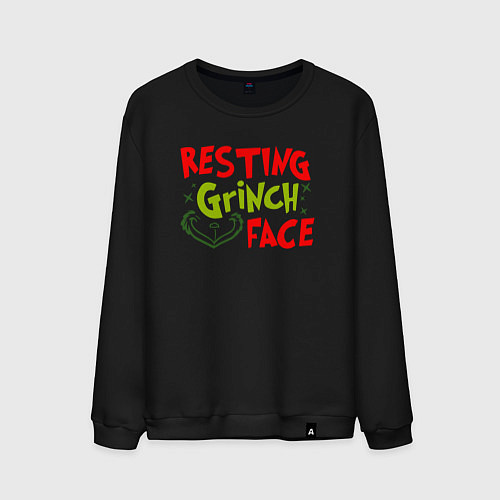 Мужской свитшот Resting Grinch Face Новогодний / Черный – фото 1