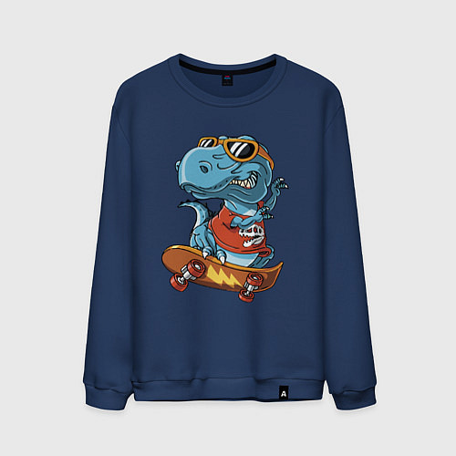 Мужской свитшот The dinosaur Skater / Тёмно-синий – фото 1