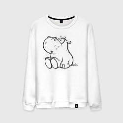 Свитшот хлопковый мужской Бегемотик детский cotton theme, цвет: белый