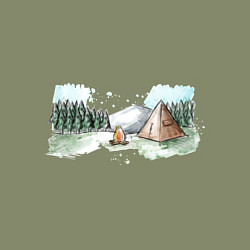 Свитшот хлопковый мужской Поход в горы, цвет: авокадо — фото 2