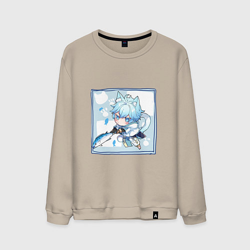 Мужской свитшот Котик Чун Юй в деле / Миндальный – фото 1